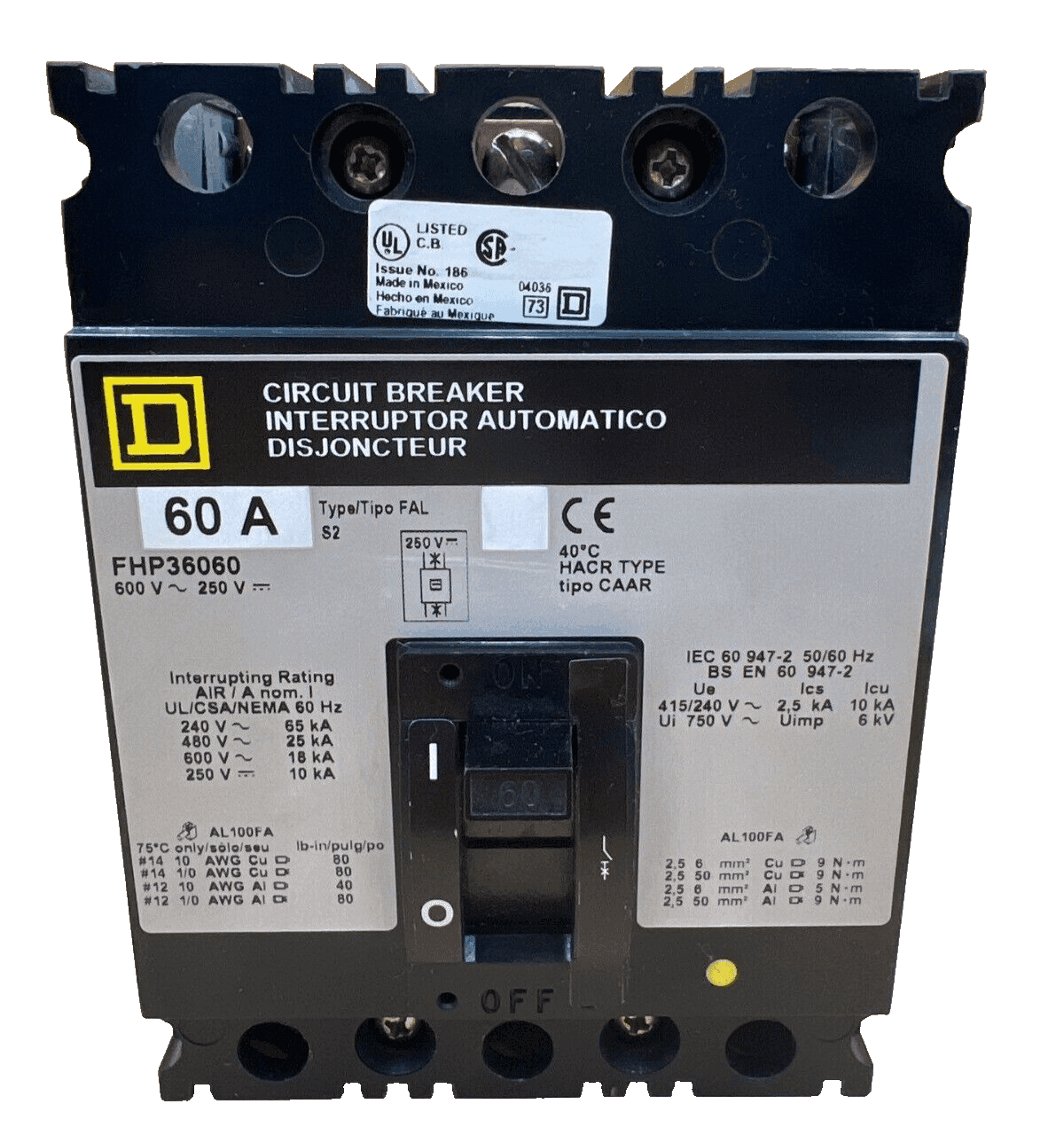 Square D FHP36060 Circuit Breaker — image 1 of 6