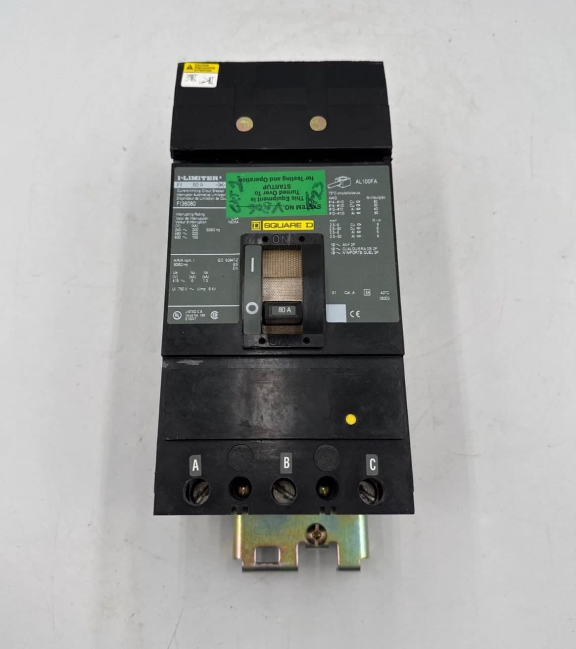 Square D FI36080 I-Line Circuit Breaker 80A 3P 600V 3PH FI 80 Amp 3 Pole Used – image 1