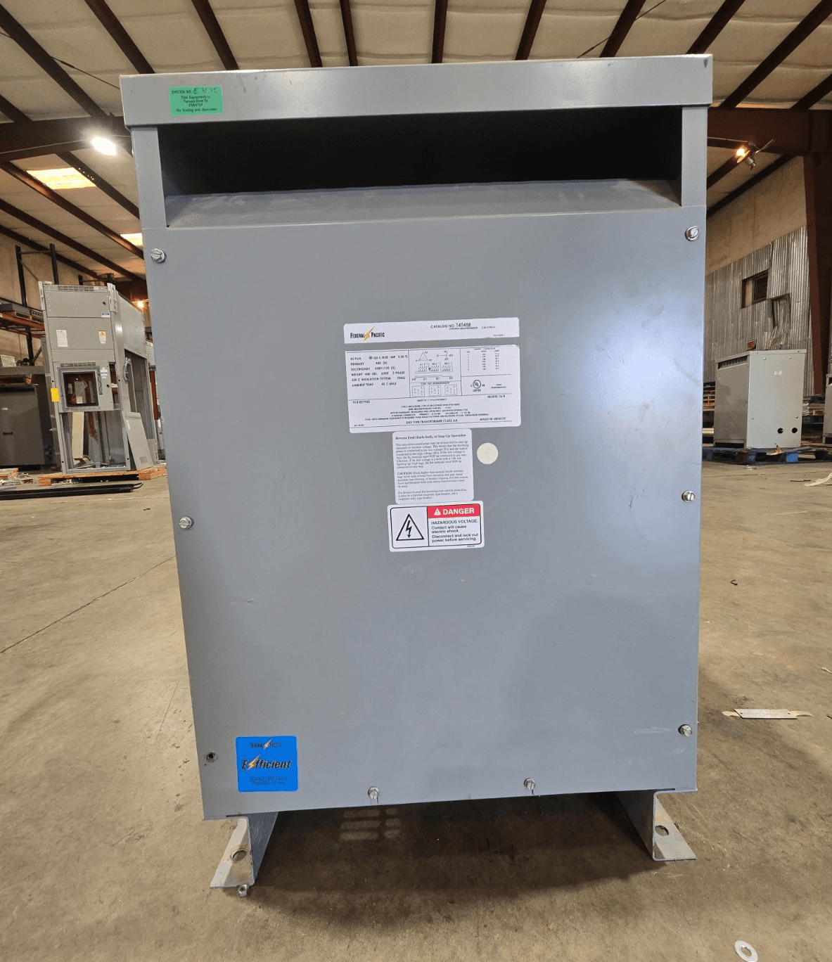 45KVA Federal Pacific T4T45E Transformer Pri 480V Sec 208/120V 3PH Indoor Encl – image 1