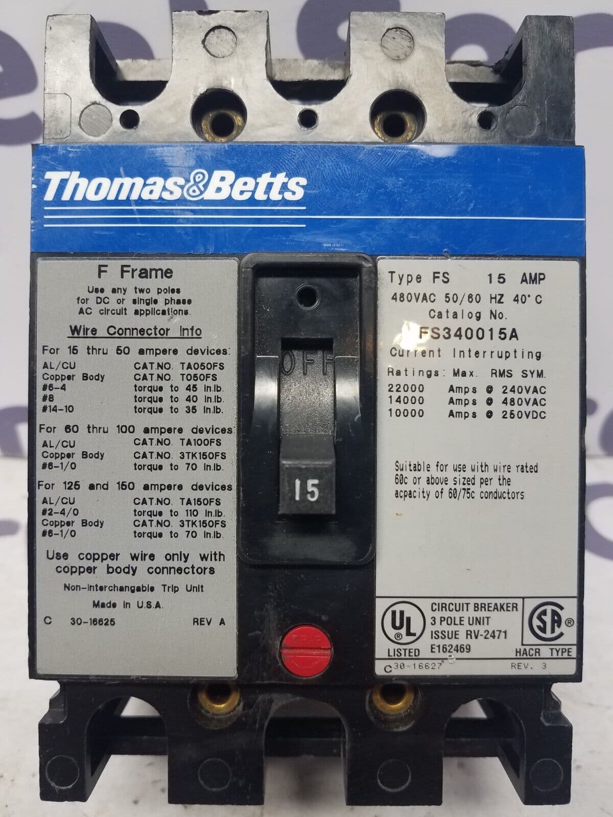 Thomas & Betts FS340015A Circuit Breaker — image 1 of 7