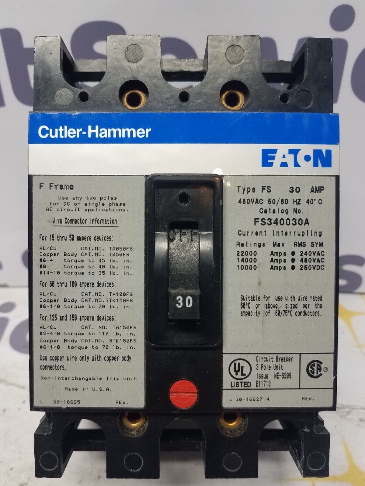 Cutler-Hammer FS340030A Circuit Breaker — image 1 of 6