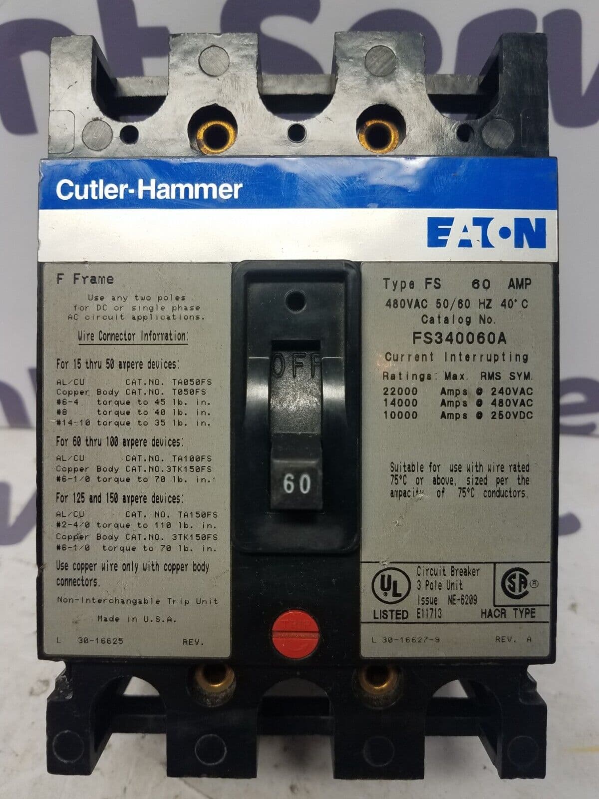 Cutler-Hammer FS340060A Circuit Breaker — image 1 of 7
