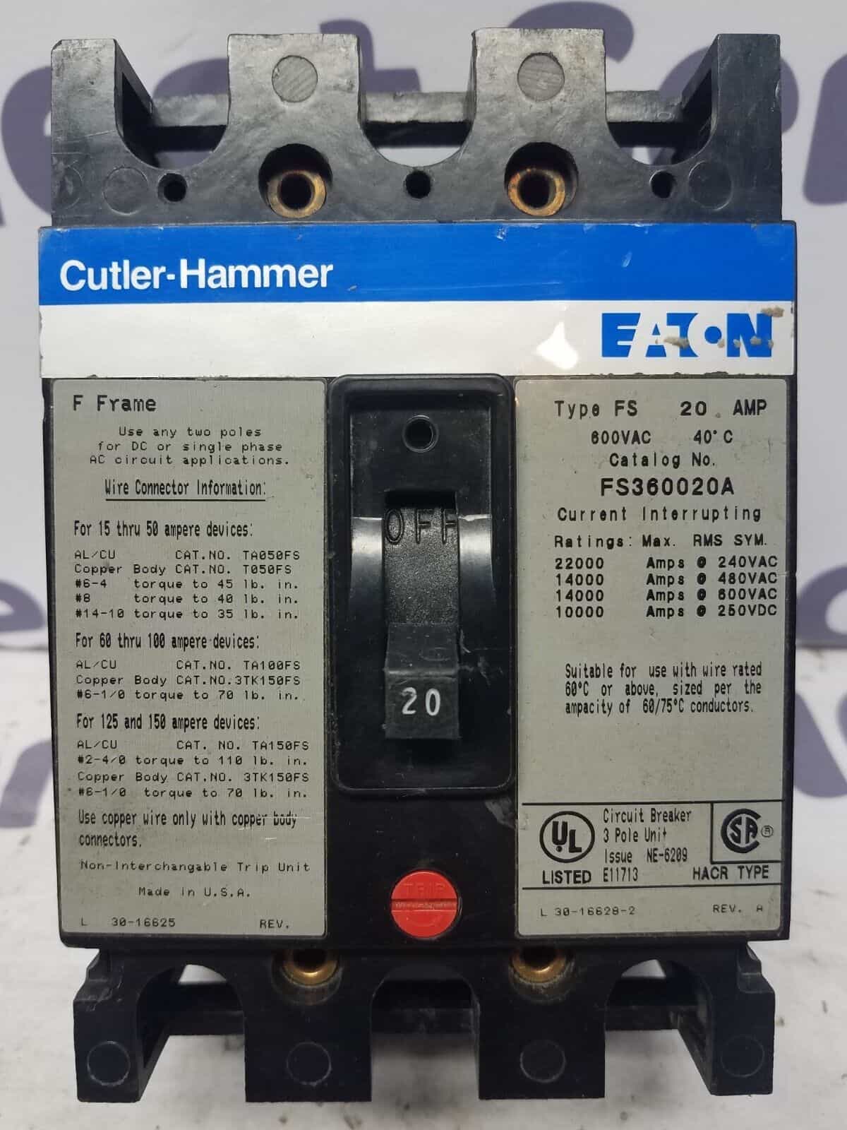Cutler-Hammer FS360020A Circuit Breaker — image 1 of 7