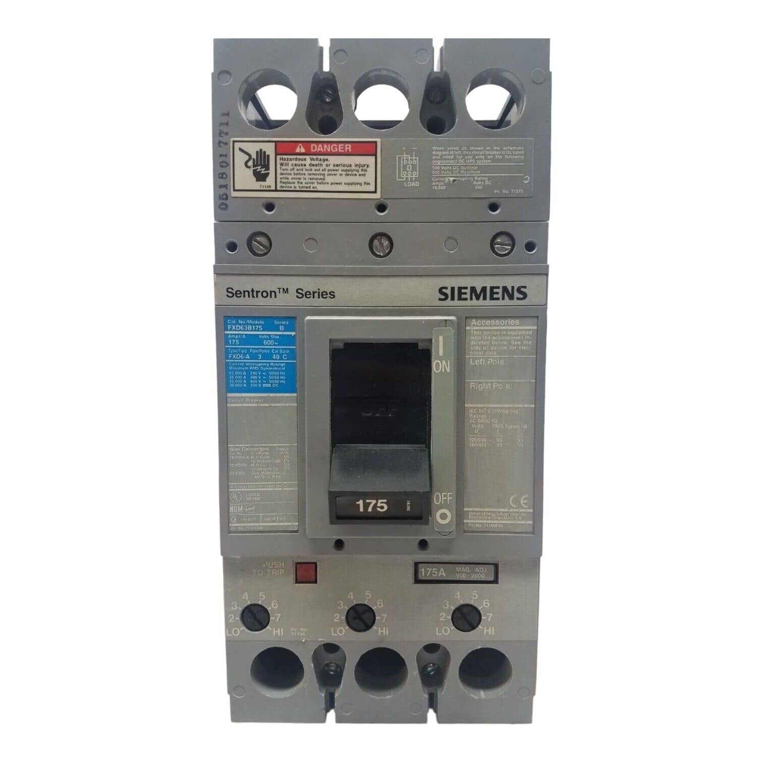 Siemens FXD63B175 Circuit Breaker — image 1 of 8