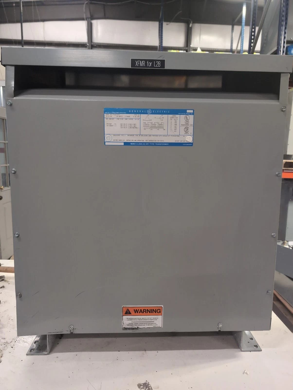 75KVA GE 9T23B3874 Transformer 3PH Pri 480V Sec 208/120V Type QL Indoor Encl