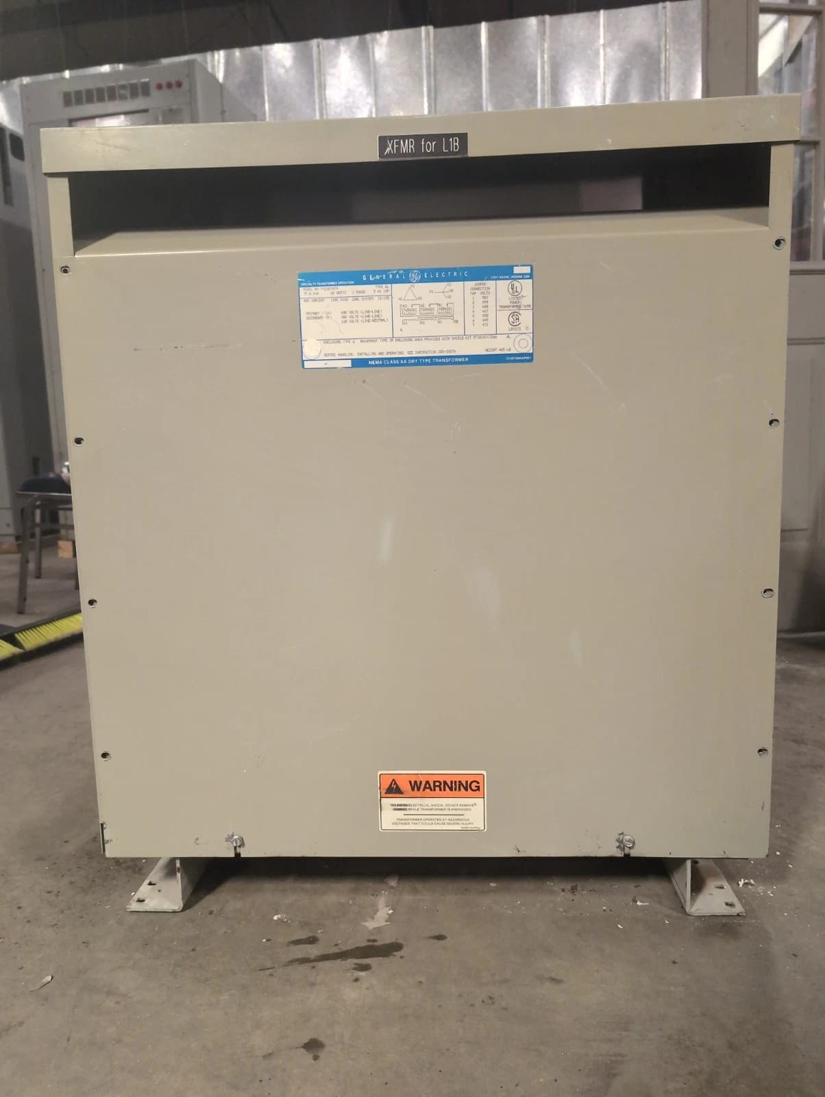 75KVA GE 3PH Transformer 9T23B3874 Pri 480V Sec 208/120V Type QL Indoor Encl – image 1
