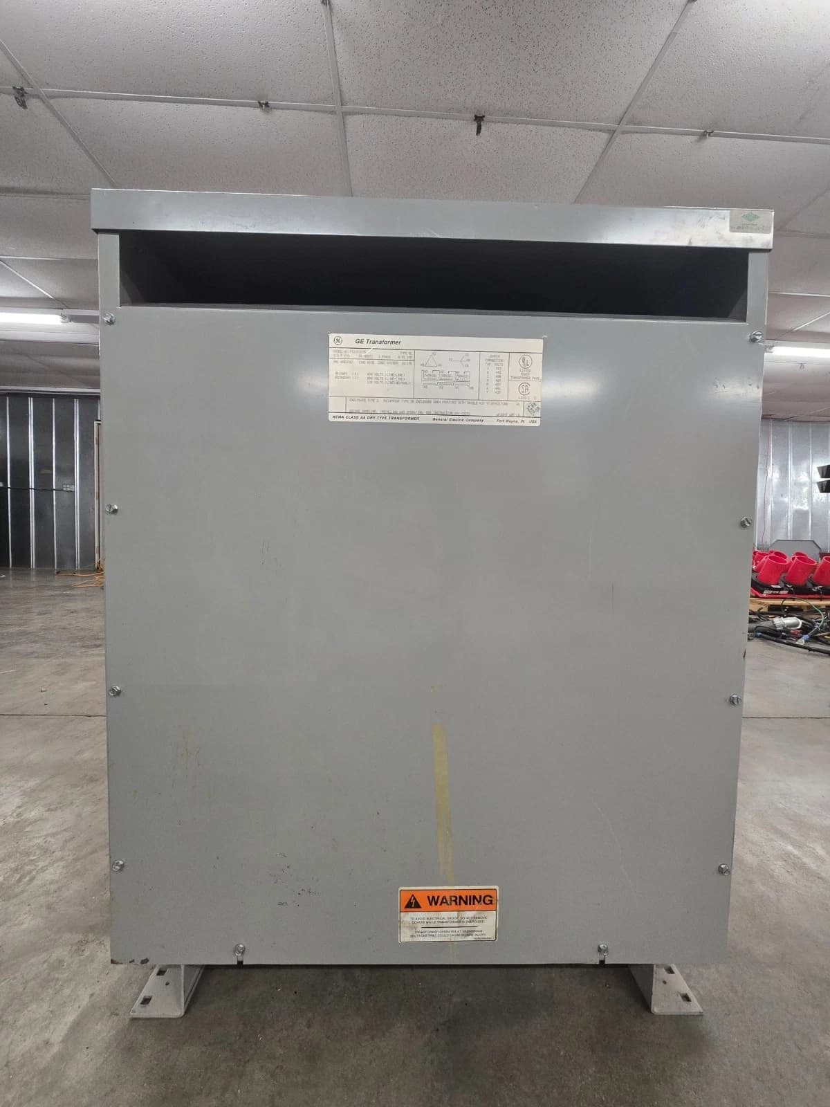 112.5KVA GE 9T23B3875 Transformer Pri 480V Sec 208/120V 3PH Indoor Encl Type QL