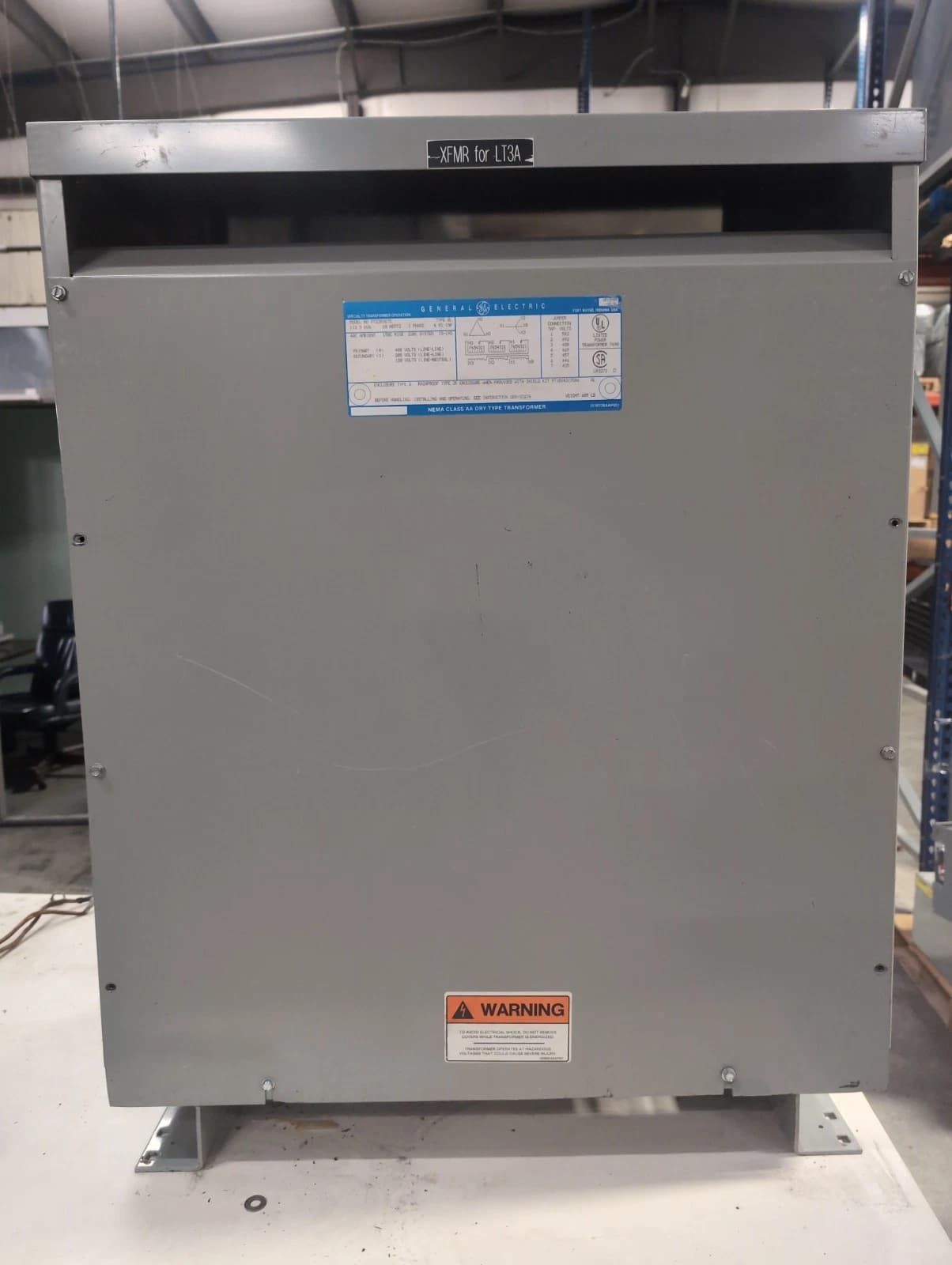 112.5KVA GE 9T23B3875 Transformer Pri 480V Sec 208/120V 3PH Type QL Indoor Encl – image 1