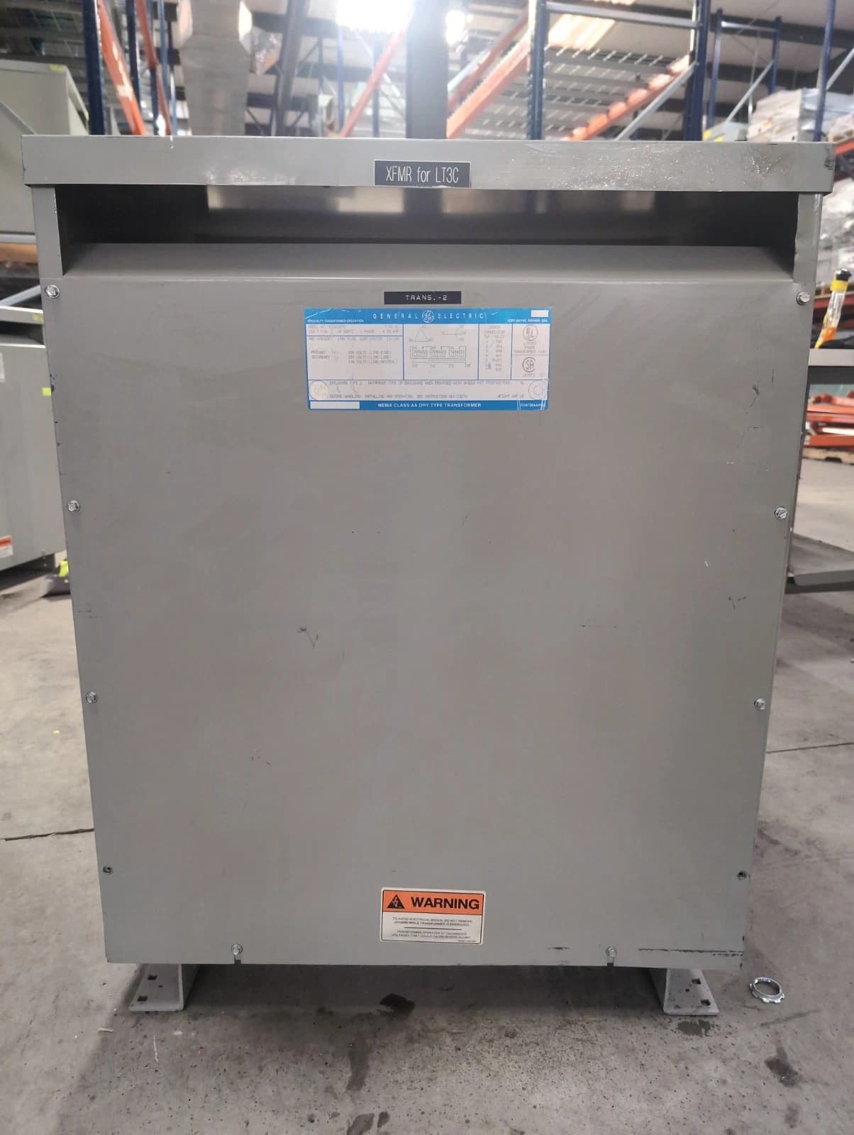 112.5KVA GE Transformer 9T23B3875 Pri 480V Sec 208/120V 3PH Indoor Encl Type QL