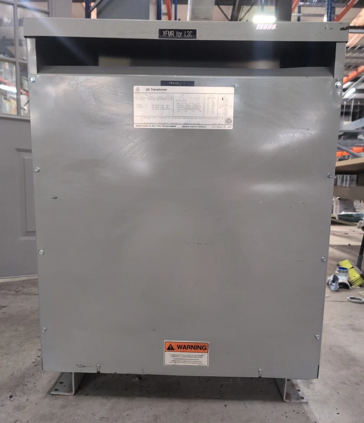 112.5KVA GE Transformer 9T23B3875 Indoor Encl Pri 480V Sec 208/120V 3PH 60Hz