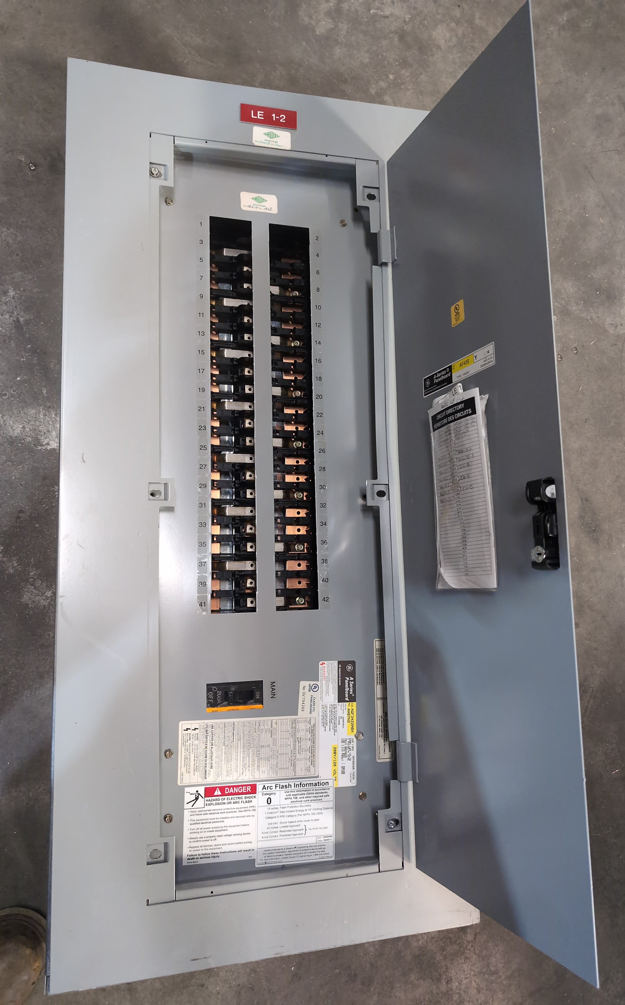GE AQF3422ABX Panelboard 225A 208Y/120V 3PH 4W 42 Cir MCB Panel 200 AmpTQD32200