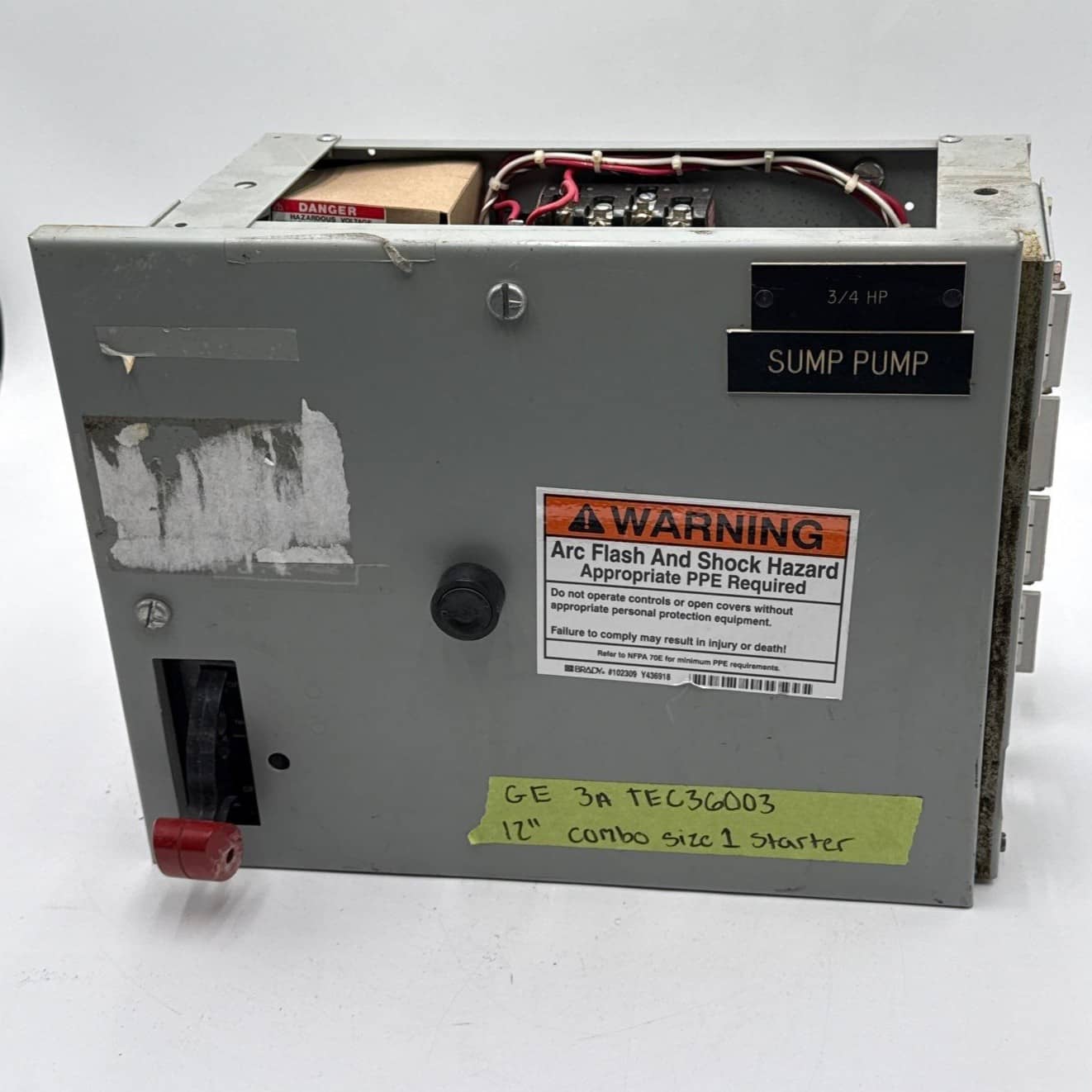 GE 8000 12" 3A Combo MCC Bucket Size 1 Starter TEC36003 Breaker