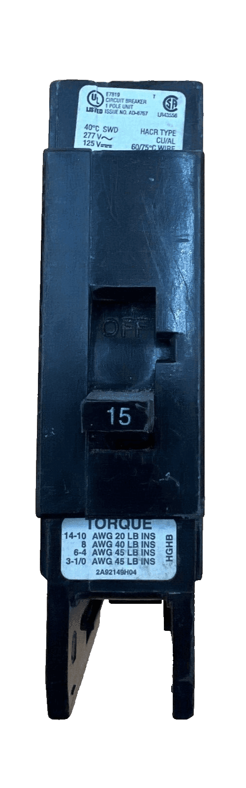 Cutler-Hammer GHB1015 Circuit Breaker — image 1 of 6