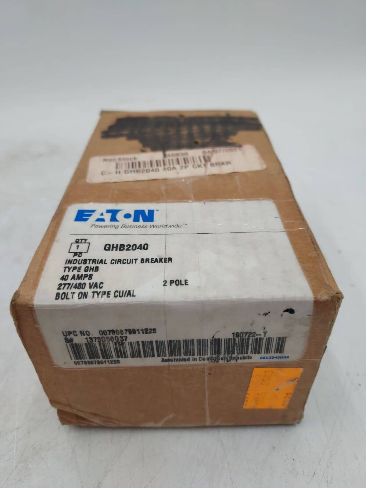 Eaton GHB2040 Circuit Breaker 40A 2P 480/277V GHB 40 Amp 2 Pole BOLT ON New
