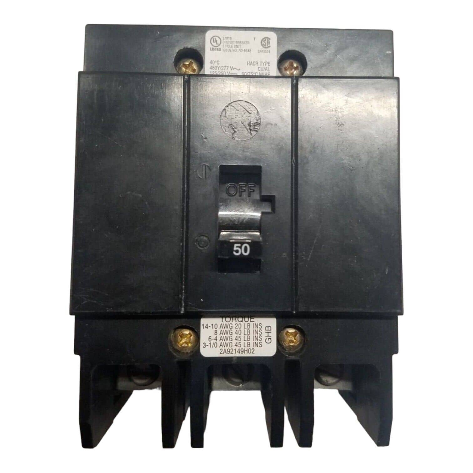 Cutler-Hammer GHB3050 Circuit Breaker — image 1 of 6