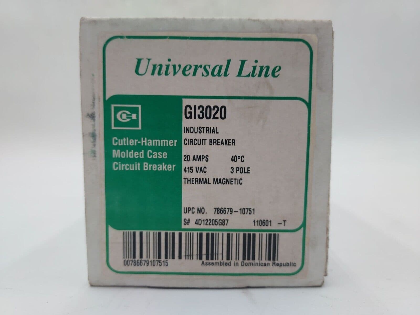 Eaton GI3020 Circuit Breaker 20A 3P 415V 20 Amp 3 Pole Bolt On – image 1