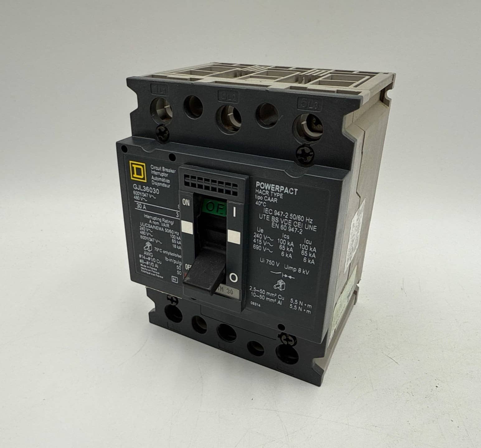 Square D GJL36030 Circuit Breaker 30A 3P 600V GJL 30 Amp 3 Pole PowerPact