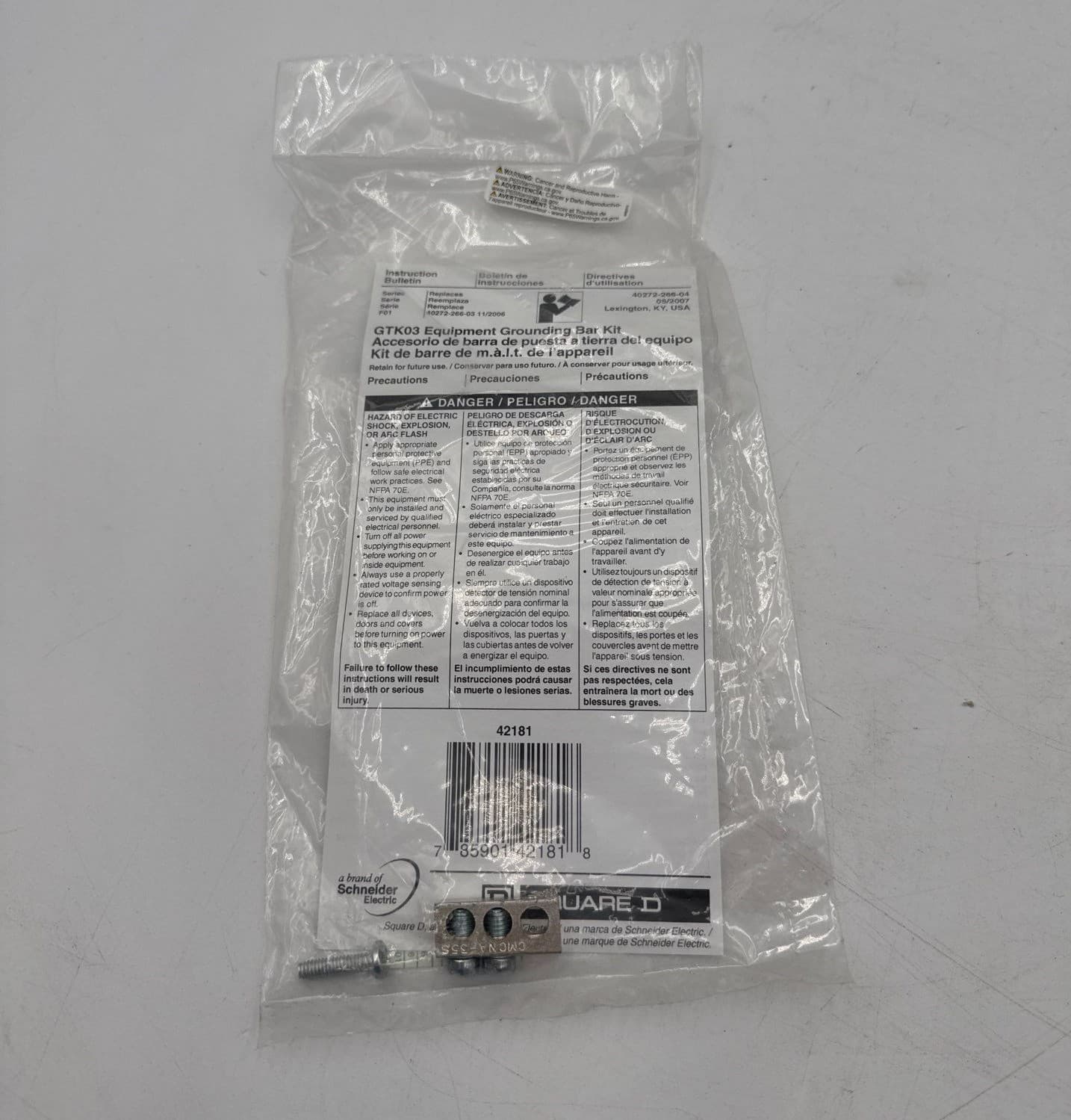 Square D GTK03 Equipment Grounding Bar Kit 60A 240V – image 1