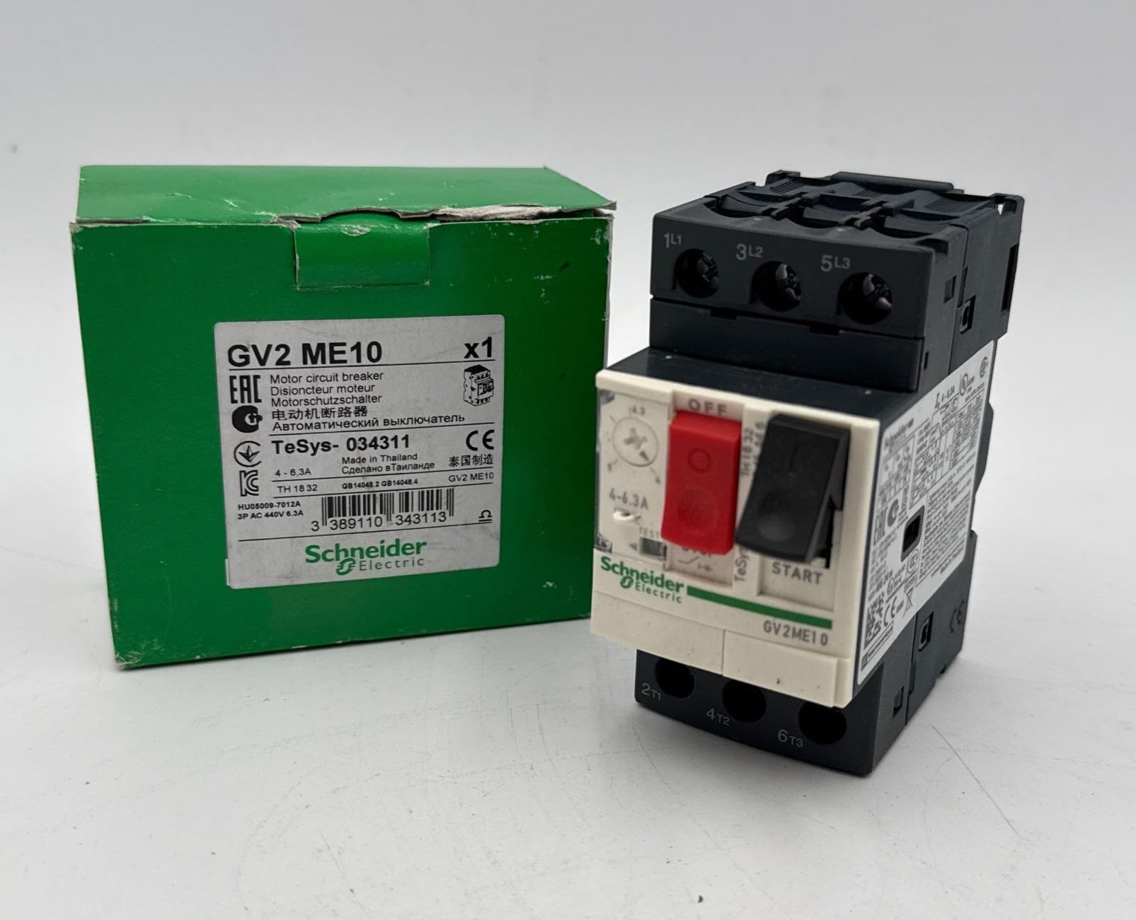 Schneider Electric GV2ME10 Manual Motor Circuit Breaker 3P 4 to 6.3A – image 1