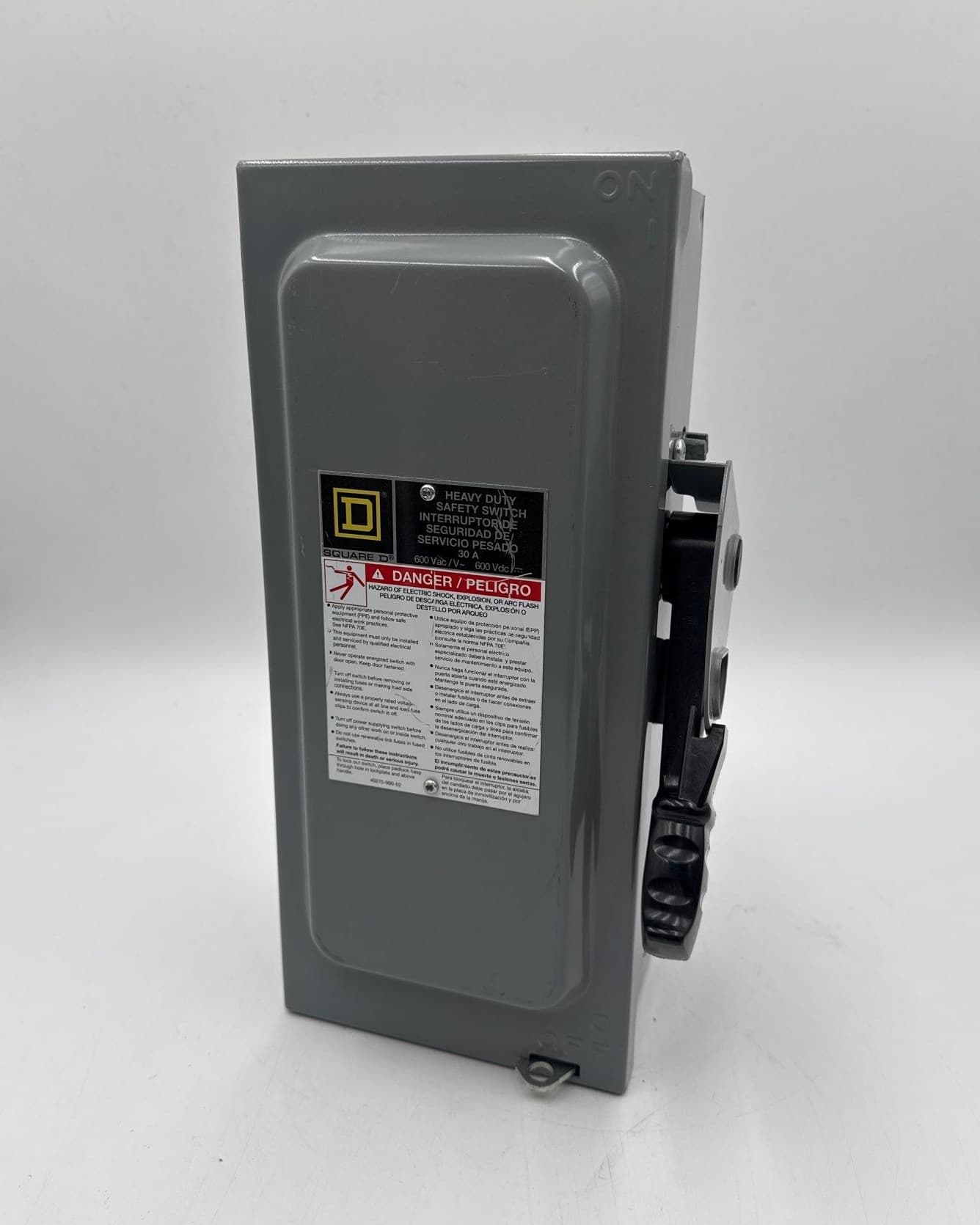 Square D H361N Safety Disconnect Switch 30A 3P 600V 3PH Type 1 Enclosure Indoor – image 1