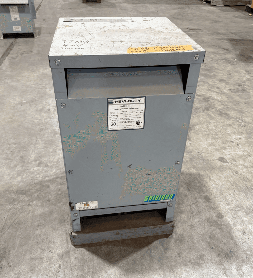37 KVA Hevi-Duty S5HB37S Transformer Pri 240/480V Sec 120/240V 1PH Indoor Encl