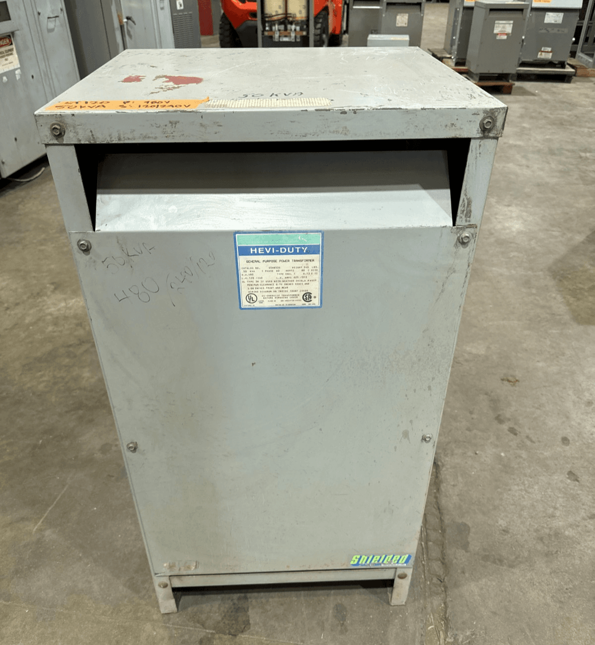 50 kVA Hevi-Duty S5HB50S Transformer Pri 480V Sec 120/240V 1PH Indoor Encl – image 1