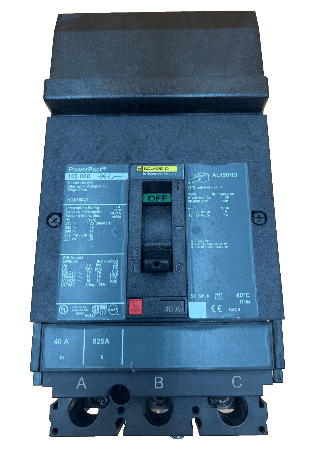 Square D HDA36040 Circuit Breaker — image 1 of 7
