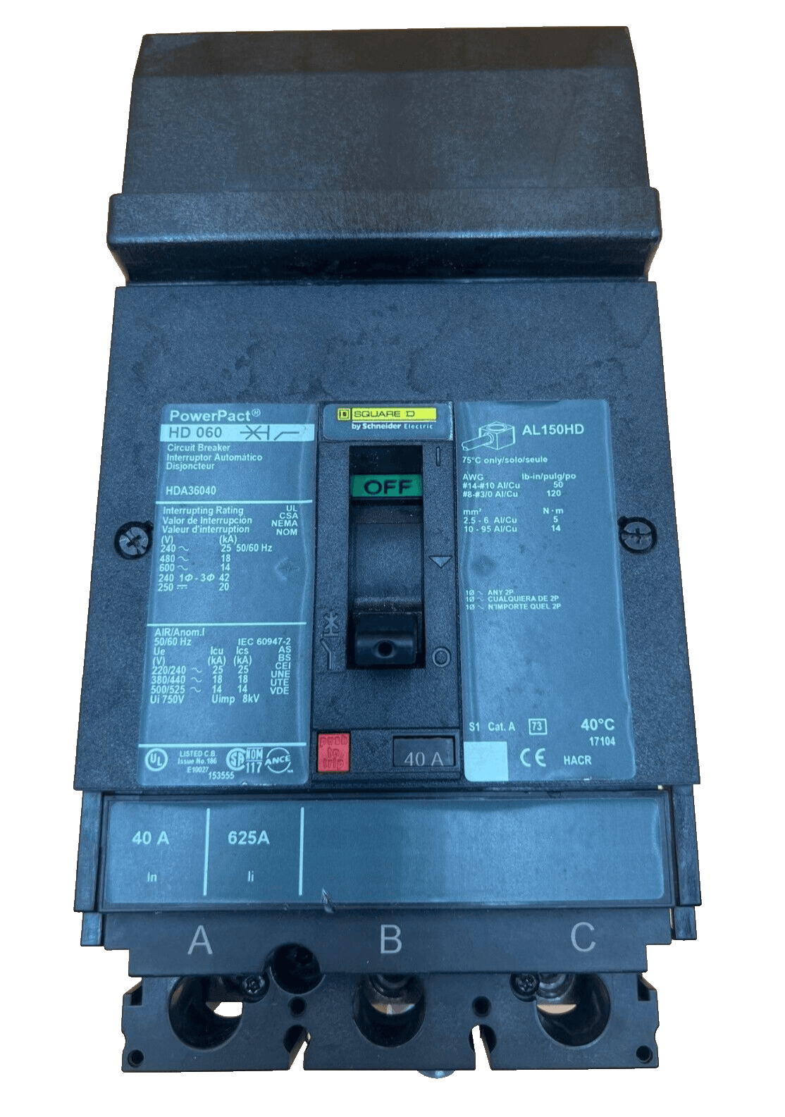 Square D HDA36040 Circuit Breaker — image 1 of 7