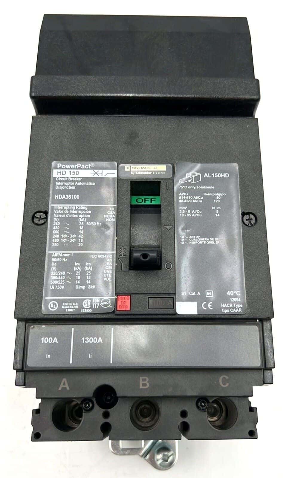 Square D HDA36100 Circuit Breaker — image 1 of 7