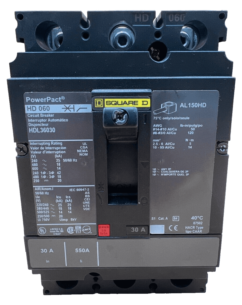 Square D HDL-36030 Circuit Breaker — image 1 of 6