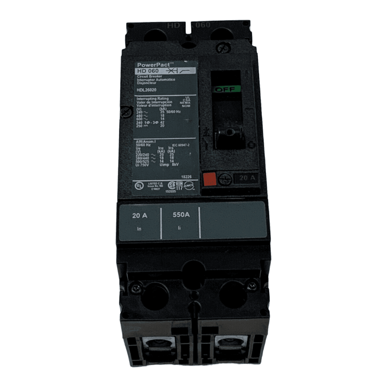 Square D HDL26020 Circuit Breaker — image 1 of 6