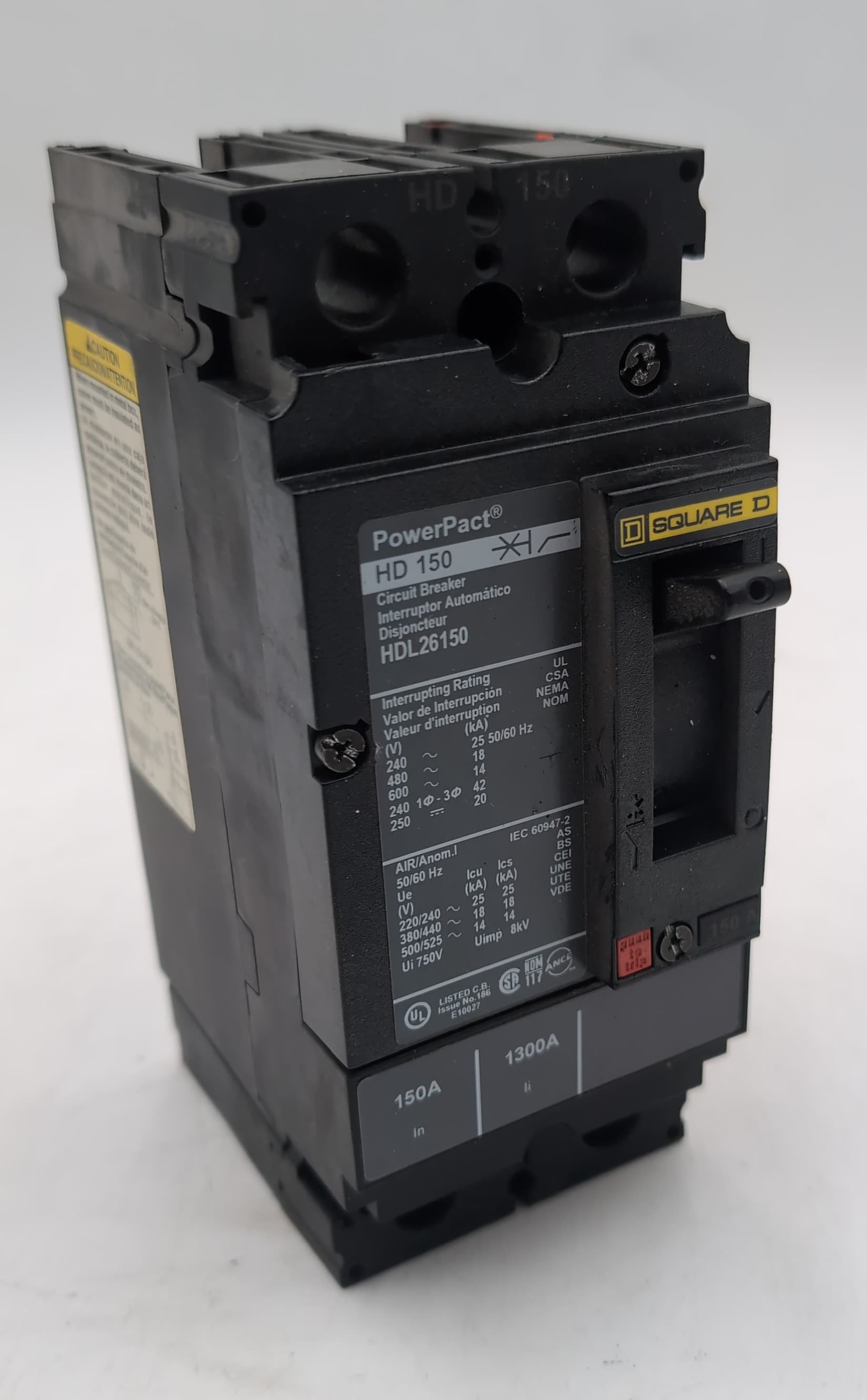 Square D HDL26150 PowerPacT H-Frame 150 Amp 2 Pole 600V Circuit Breaker 150A 2P – image 1