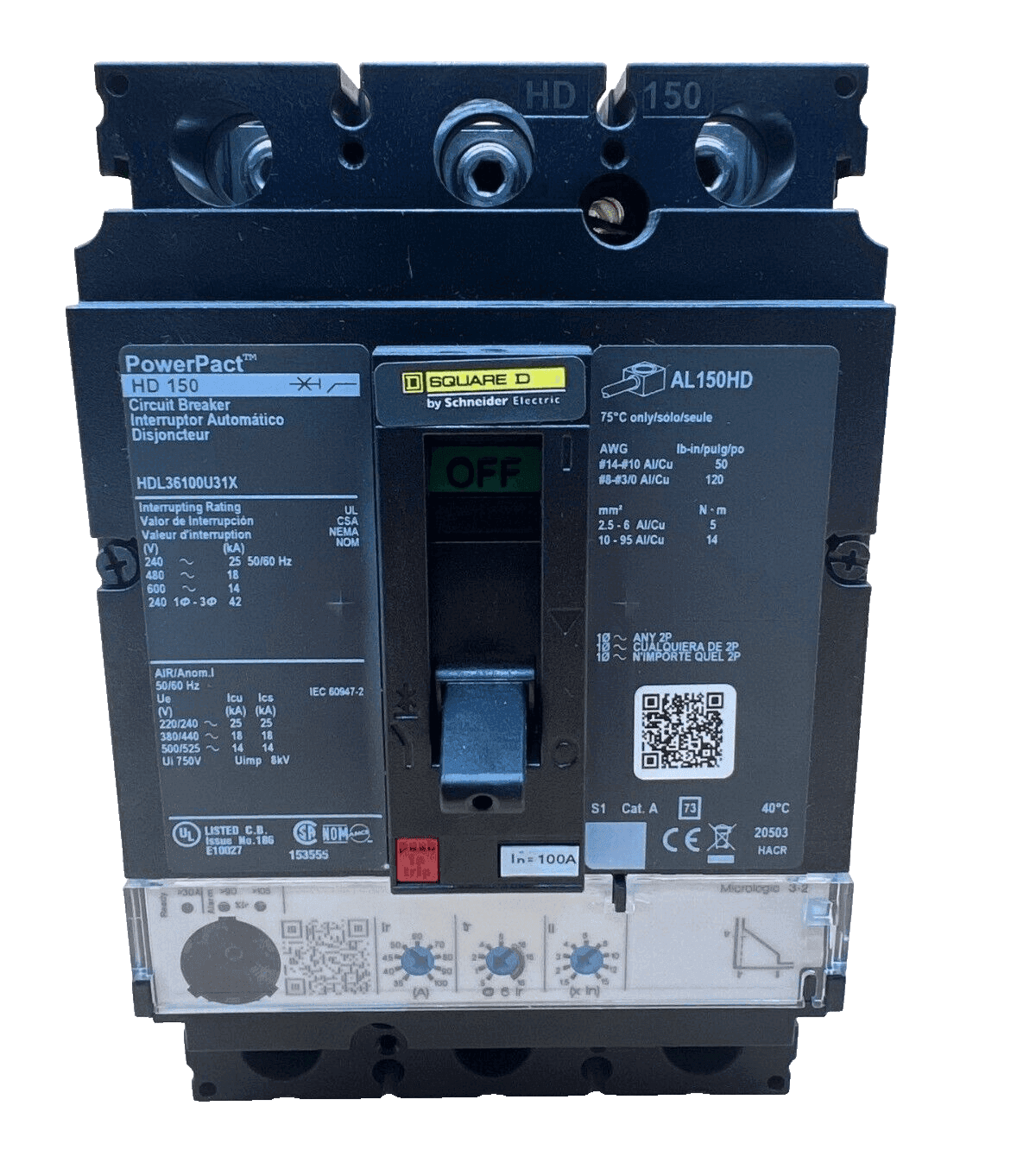 Square D HDL31600U31X Circuit Breaker — image 1 of 7