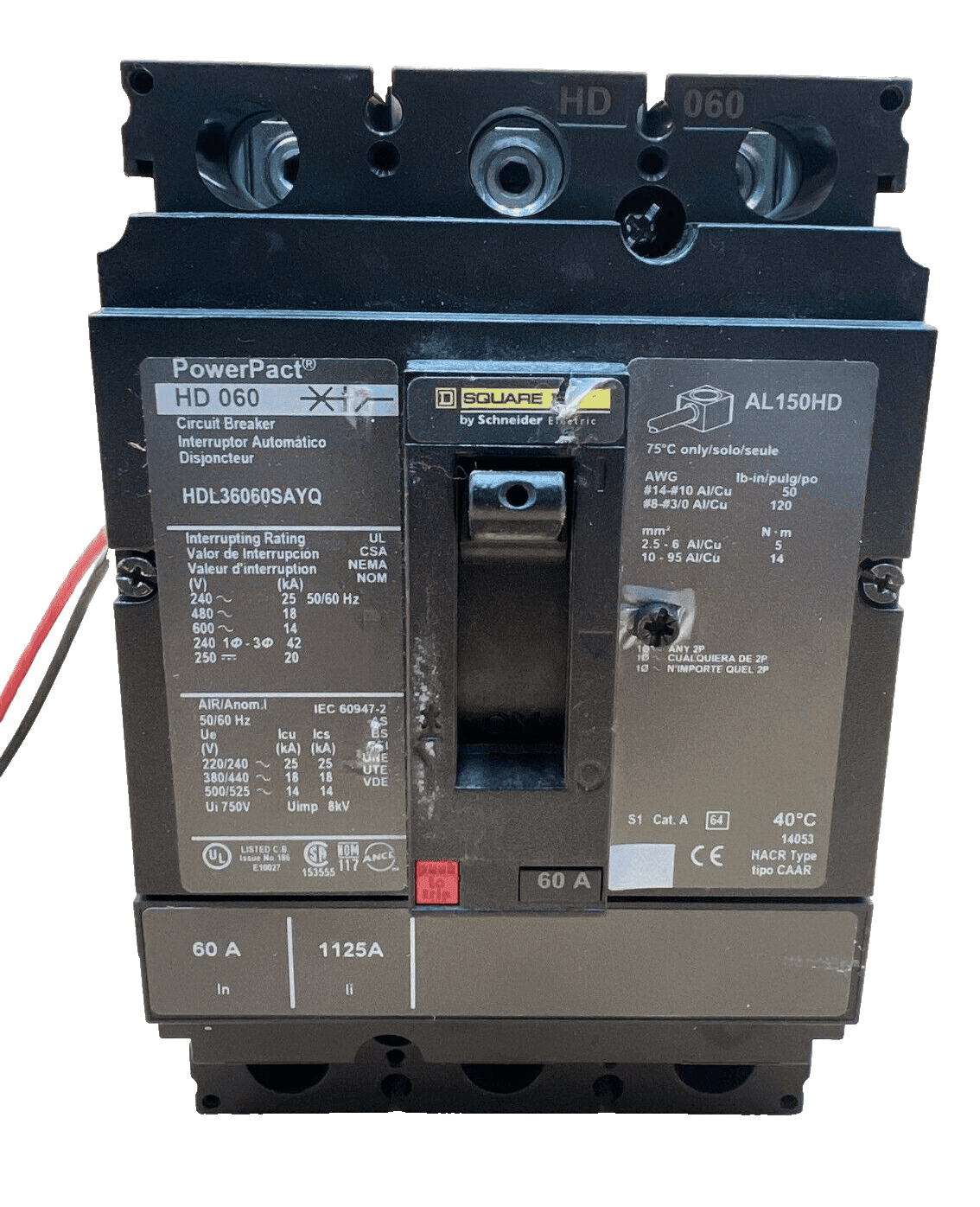 Square D HDL36060SAYQ Circuit Breaker — image 1 of 6