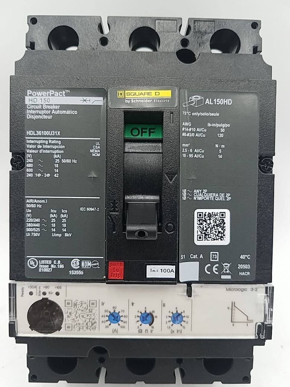 Square D HDL36100U31X Circuit Breaker — image 1 of 6