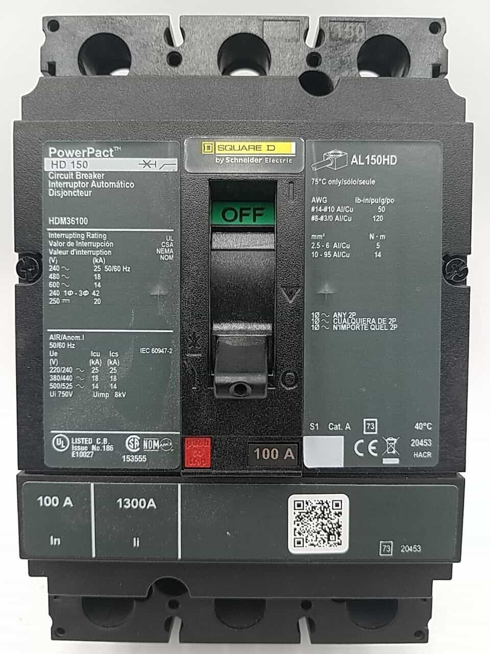Square D HDM36100 Circuit Breaker — image 1 of 6