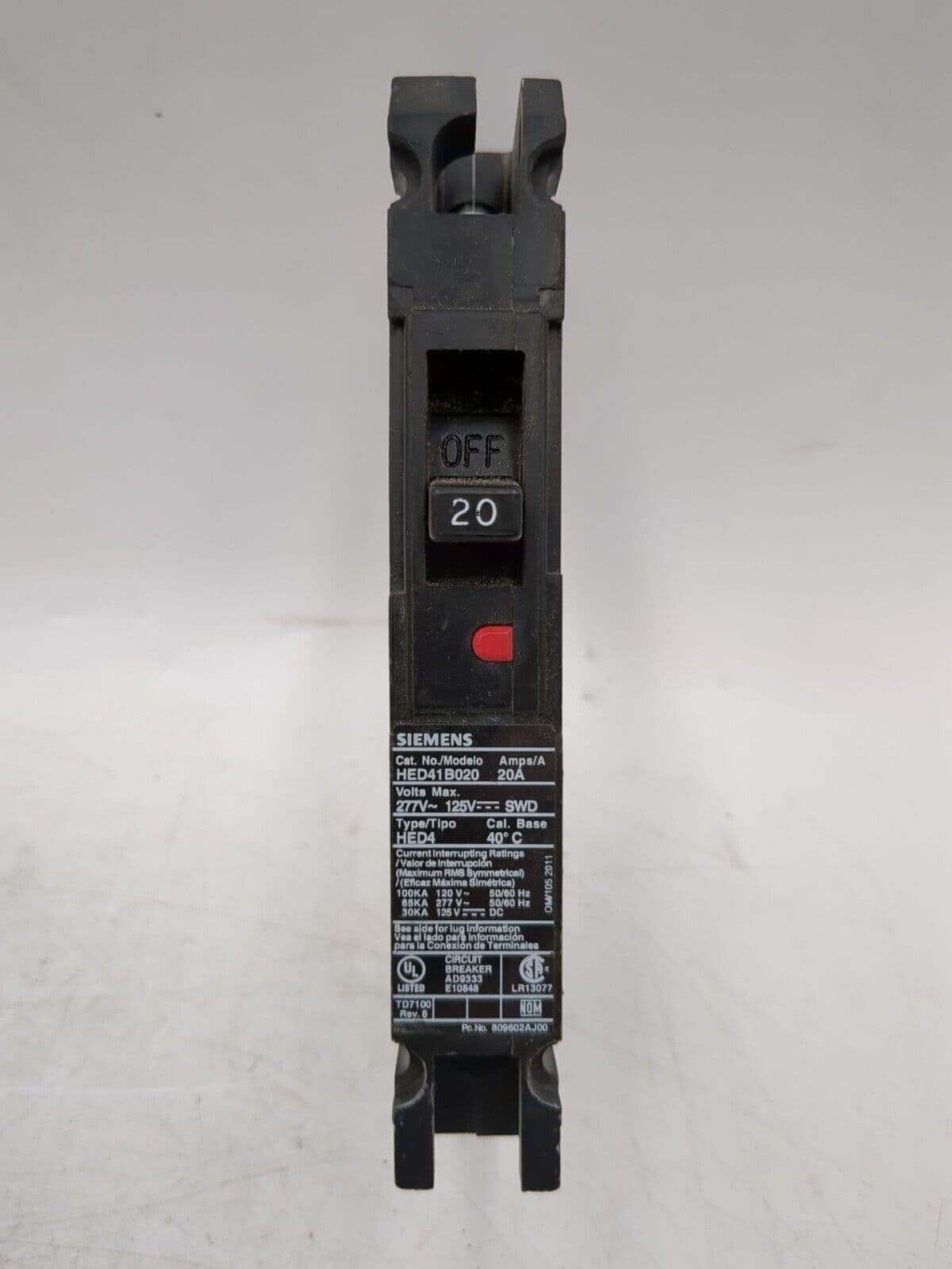 Siemens HED41B020 Circuit Breaker — image 1 of 7