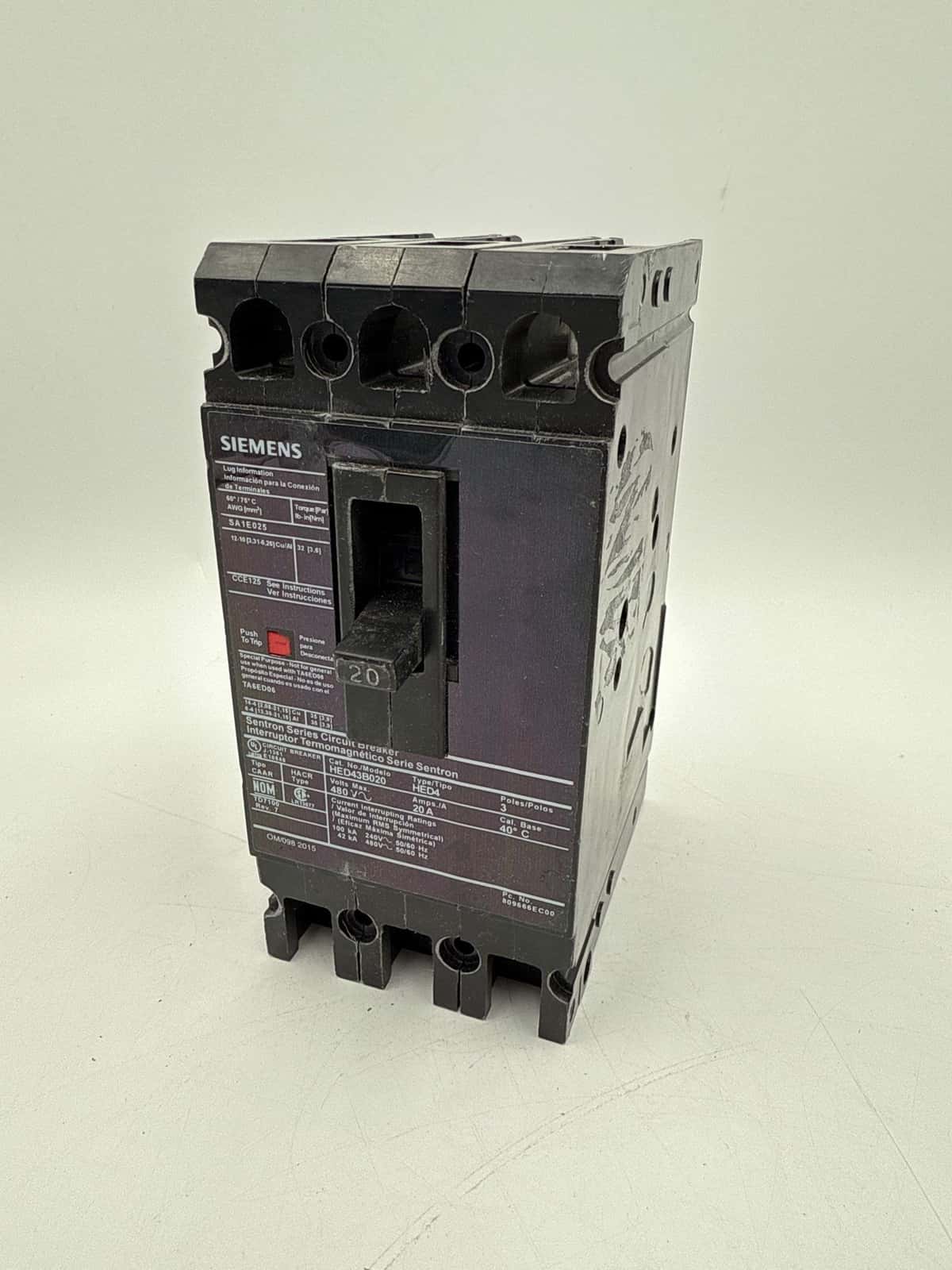 Siemens HED43B020 Circuit Breaker — image 1 of 8