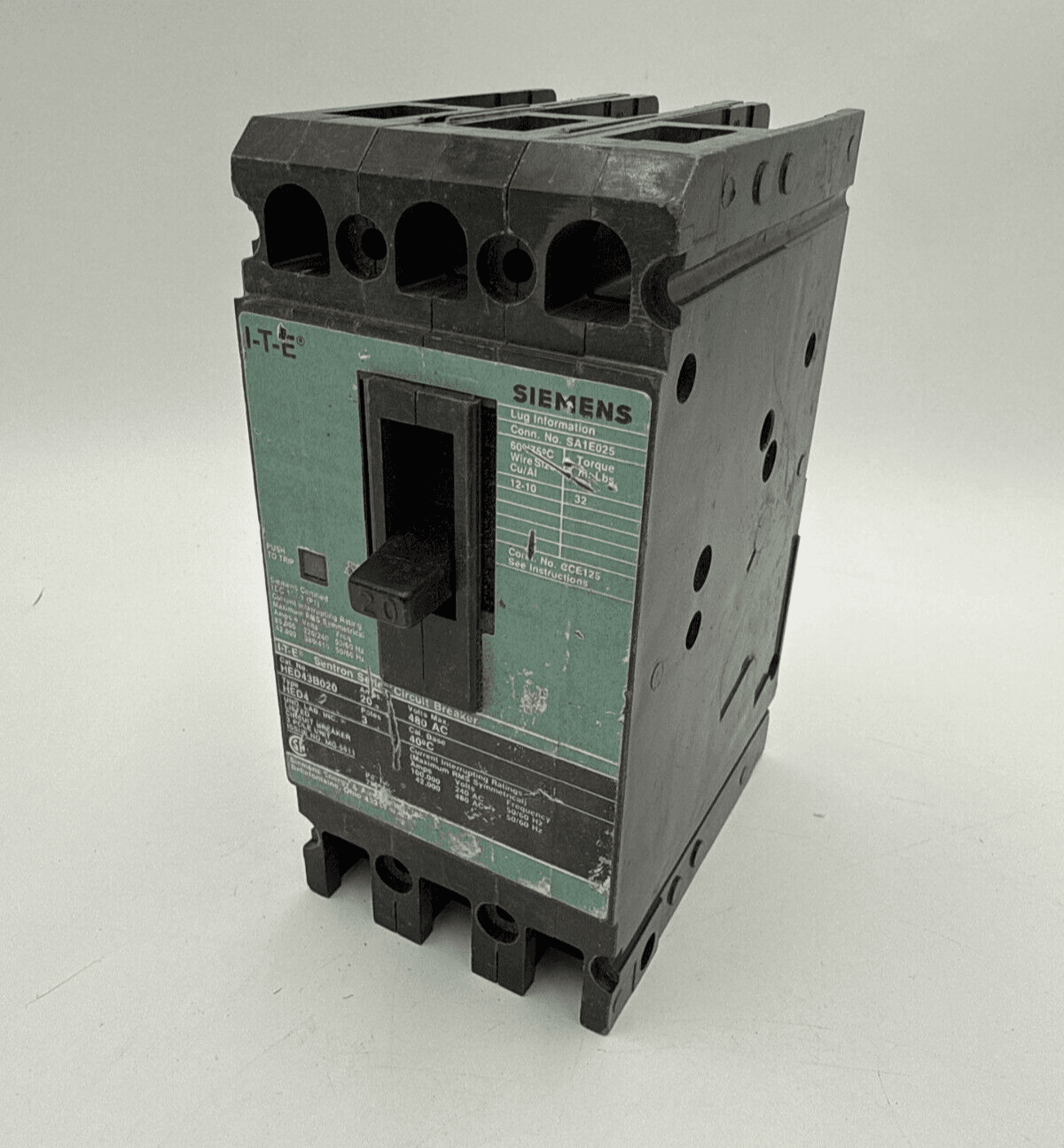 Siemens HED43B020 Circuit Breaker 20A 3P 480V 3PH HED4 20 Amp 3 Pole Blue – image 1