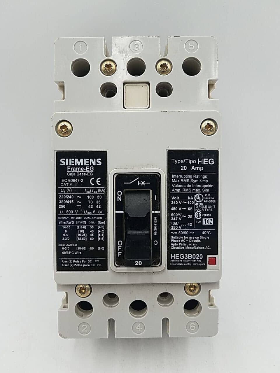 Siemens HEG3B020 Circuit Breaker — image 1 of 7