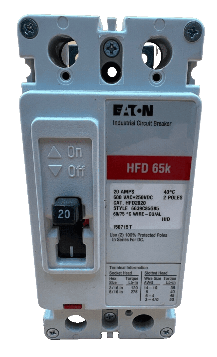 Eaton HFD2020 Circuit Breaker — image 1 of 6