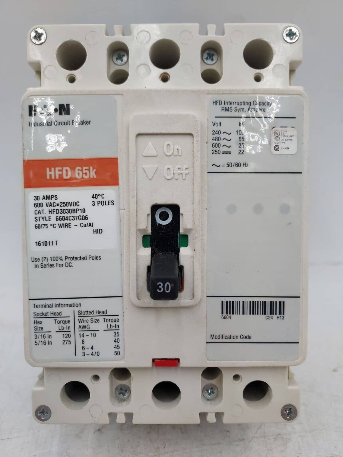 Eaton HFD3030BP10 Circuit Breaker — image 1 of 6