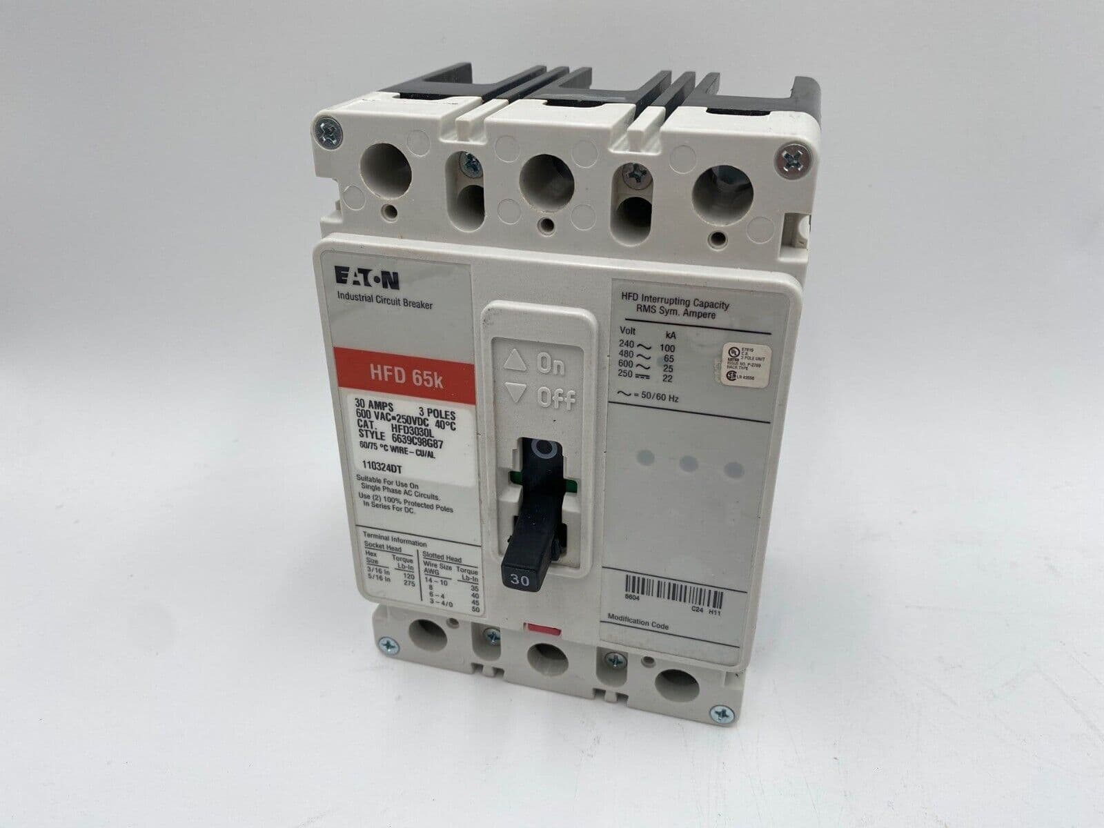 Eaton HFD3030L Circuit Breaker — image 1 of 11