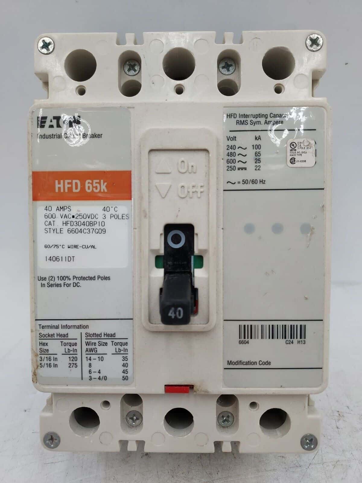 Eaton HFD3040BP10 Circuit Breaker — image 1 of 6