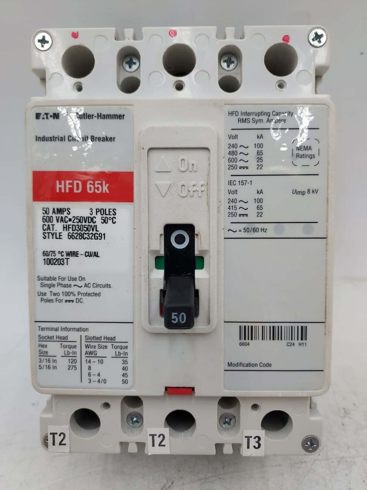 Eaton HFD3050VL Circuit Breaker — image 1 of 6