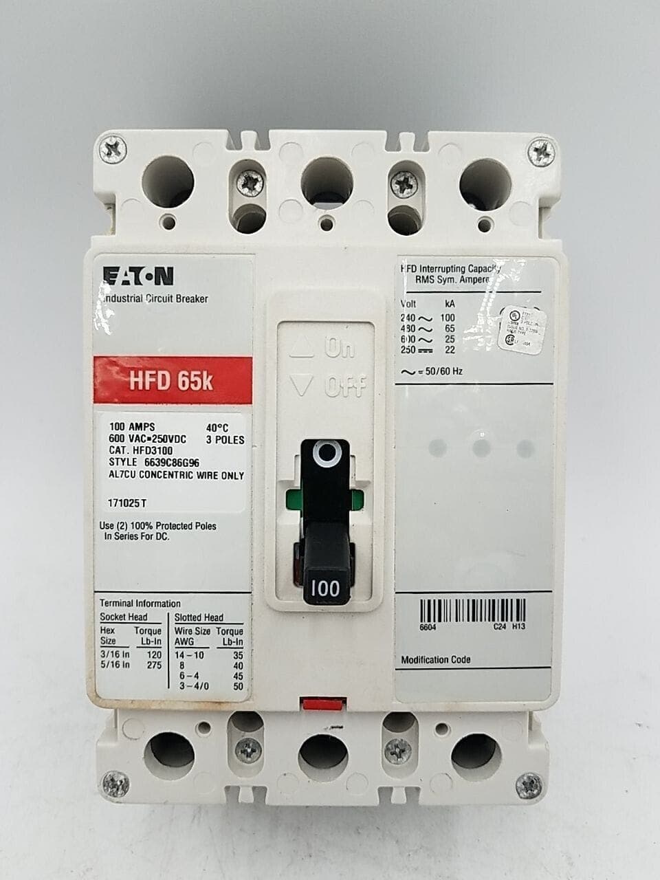 Eaton HFD3100 Circuit Breaker — image 1 of 7