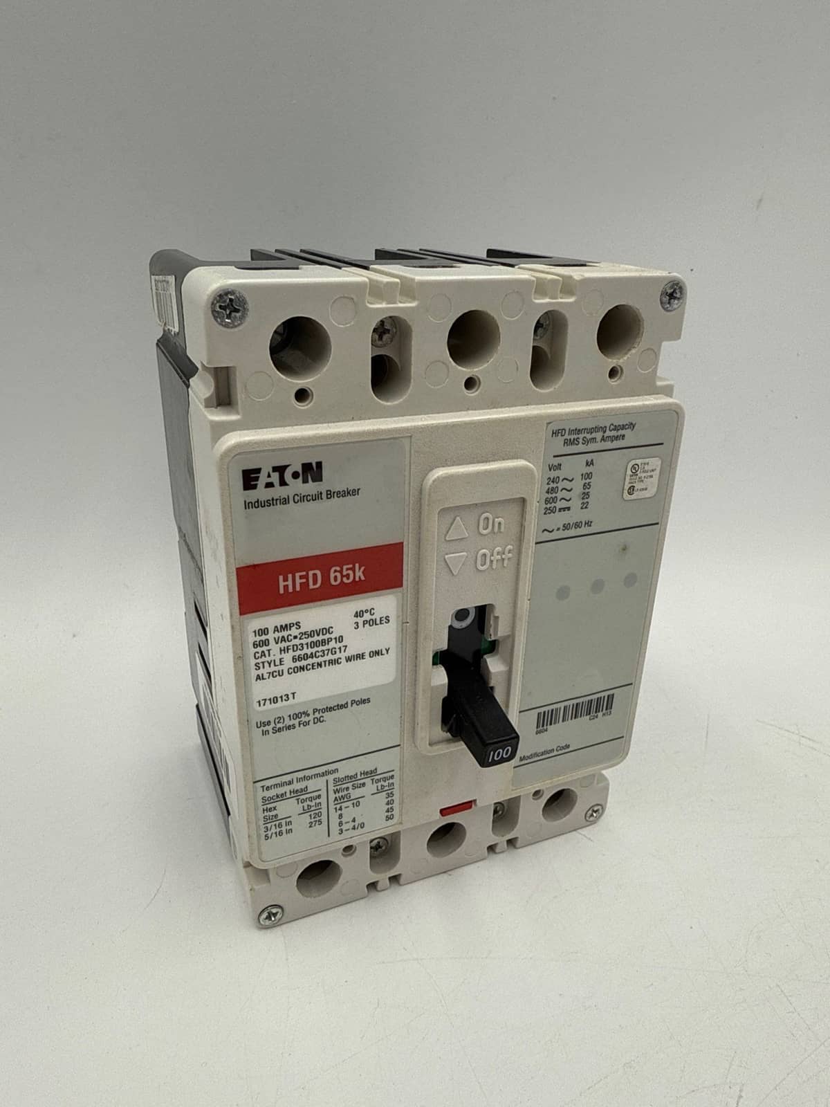 Eaton HFD3100BP10 Circuit Breaker — image 1 of 9