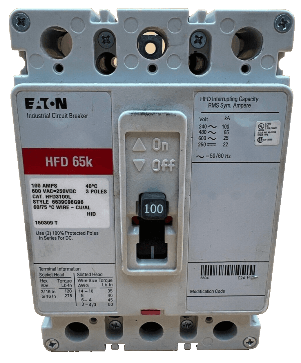Eaton HFD3100L Circuit Breaker — image 1 of 6