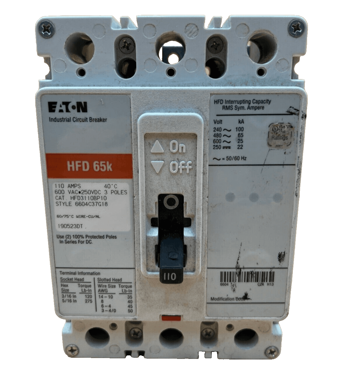 Eaton HFD3110BP10 Circuit Breaker — image 1 of 6