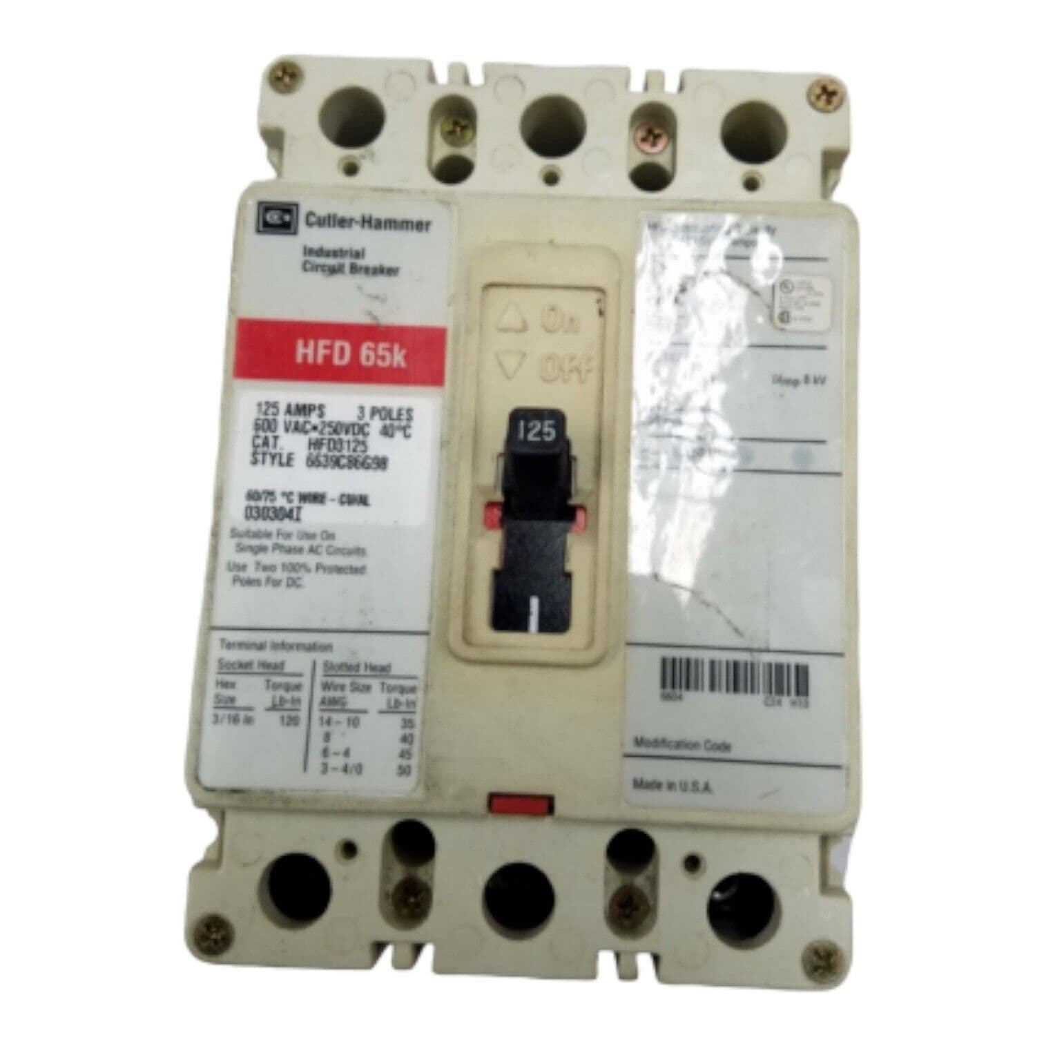 Cutler-Hammer HFD3125 Circuit Breaker — image 1 of 7